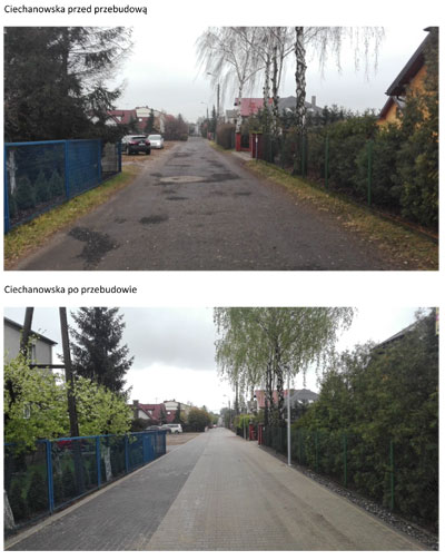 ulica Ciechanowska przed i po remoncie