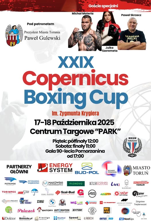 XXIX MTB Copernicus Boxing Cup im. Zygmunta Krygiera - plakat