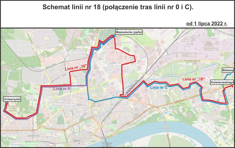 Schemat linii nr 18 - 1.07.2022