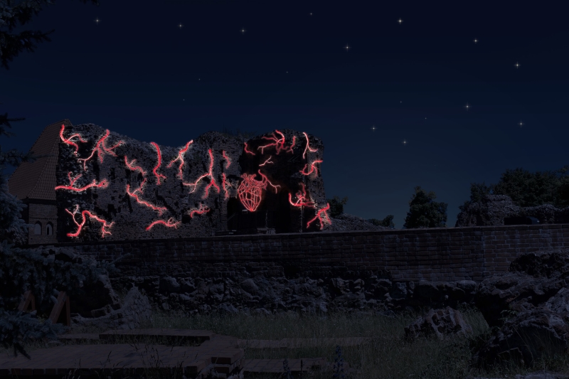 Zamek Krzyżacki iluminacje - Bella Skyway Festival