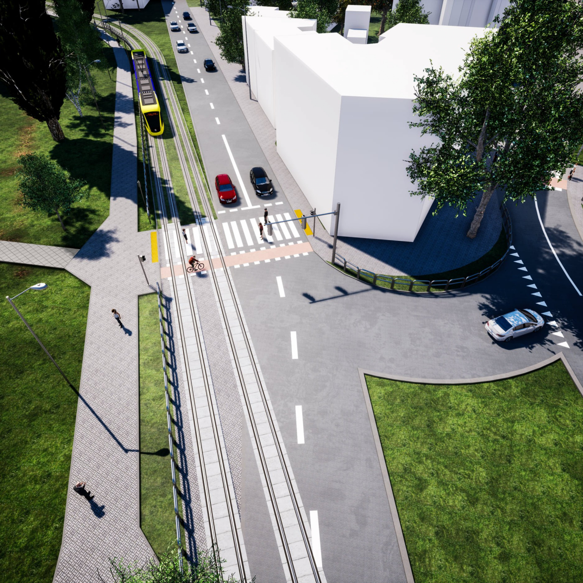 Wizualizacja torowiska w ciągu ul. Warneńczyka