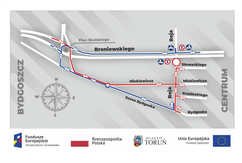 Mapa zmiany przy ulicy Broniewskiego - od 28 czerwca 2021