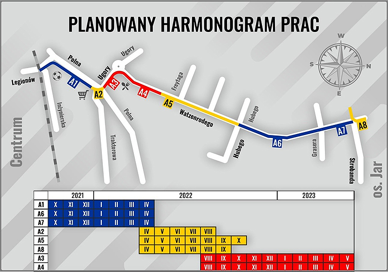 Harmonogram prac na odcinku A Kliknij w obrazek, aby powiększyć