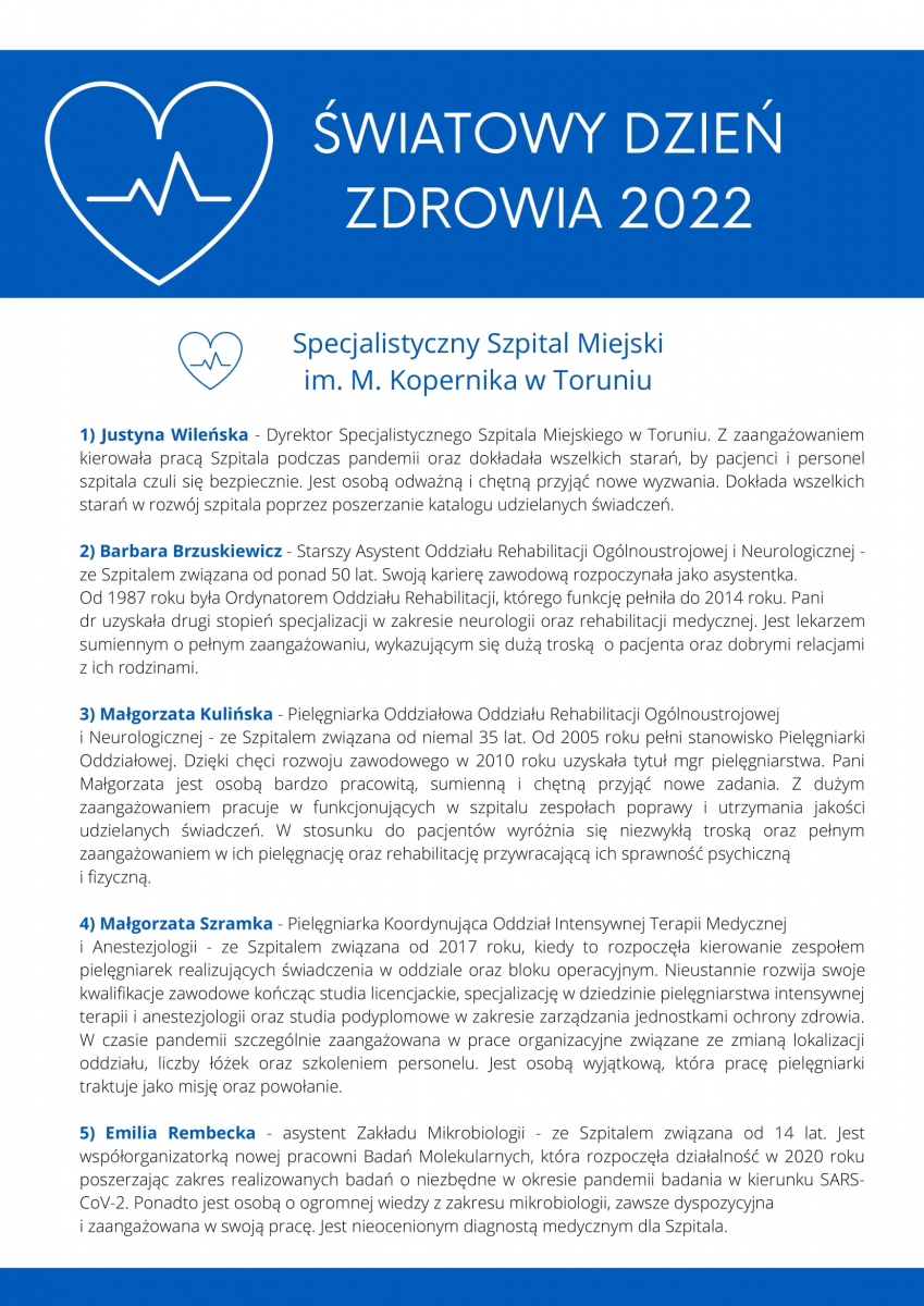 Światowy Dzień Zdrowia 2022 - lista nagrodzonych