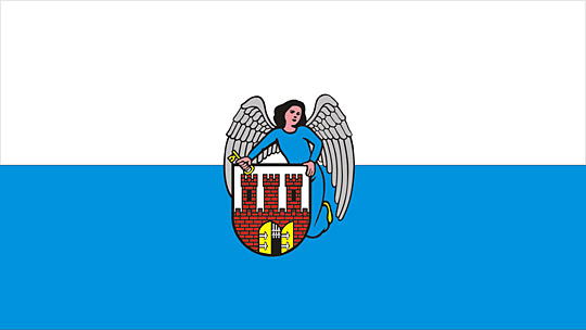 Flaga Torunia z herbem Flaga Torunia z herbem