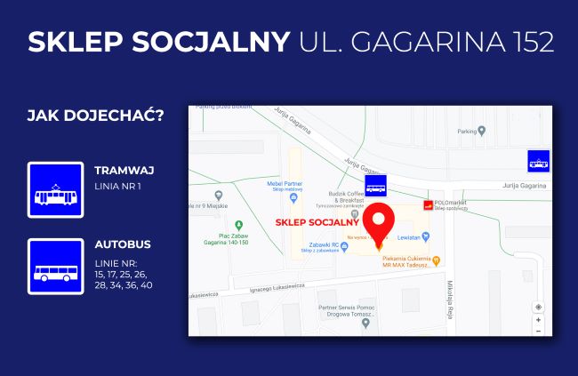 Mapa sklepu socjalnego przy ul. Gagarina 152