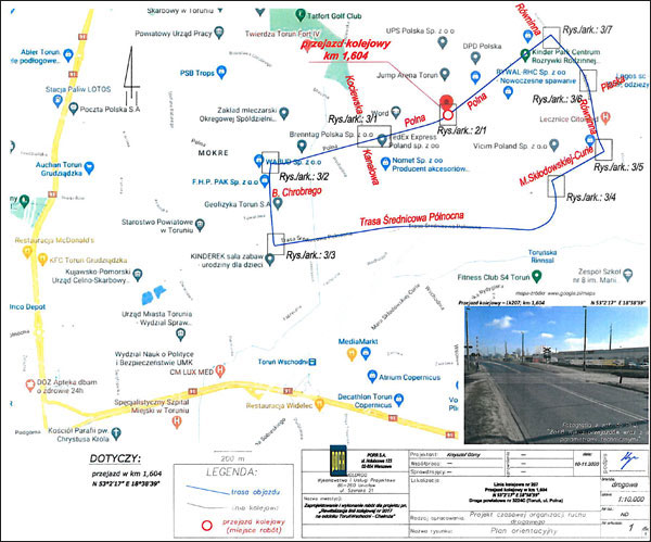 mapka objazdu na Polnej