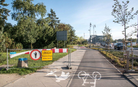 znak zamkniętej ścieżki rowerowej i chodnika