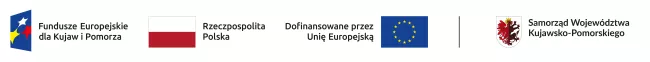  Znak programu regionalnego Fundusze Europejskie dla Kujaw i Pomorza 2021-2027 złożony z symbolu graficznego i nazwy Fundusze Europejskie oraz nazwy programu Znak barw Rzeczypospolitej Polskiej złożony z barw RP oraz nazwy Rzeczpospolita Polska Znak Unii Europejskiej złożony z flagi UE i napisu „Dofinansowane przez Unię Europejską” Herb Województwa Kujawsko-Pomorskiego oraz sformułowanie „Samorząd Województwa Kujawsko-Pomorskiego”(po linii rozdzielającej)