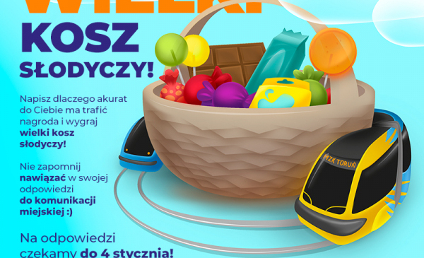 Plakat zachęcający do udziału w konkursie "Slodki konkurs z MZK"