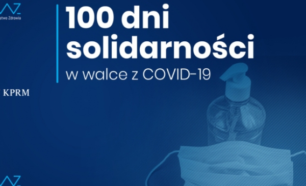 Graika rządowa z napisem 100 dni solidarności w walce z COVID-19