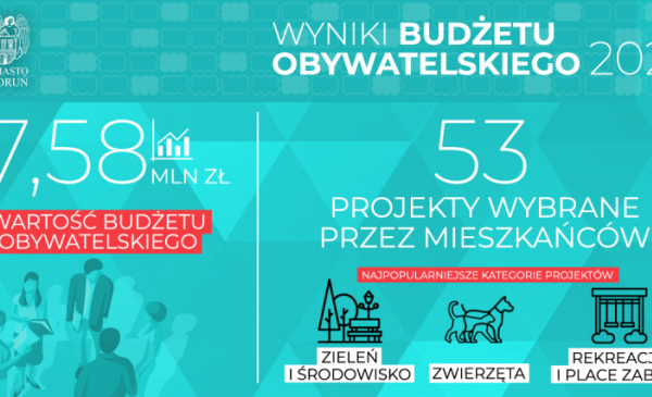 Budżet obywatelski 2021. Wyniki. Grafika informacyjna.