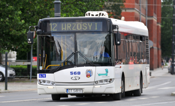 Na zdjęciu: biały autobus miejski