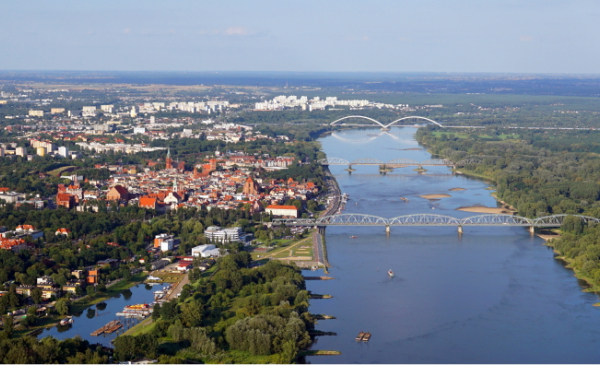 Widok na Toruń i Wisłę z lotu ptaka od strony Bydgoskiego Przedmieścia, fot. MIchał Kunicki