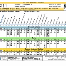 Rozkład jazdy 11- Czerniewice