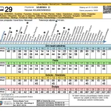 Rozkład jazdy 29 - Szubińska
