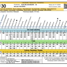 Rozkład jazdy 30 - Plac św. Katarzyny