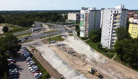 W Toruniu trwa budowa fragmentu Trasy Staromostowej w rejonie targowiska miejskiego.