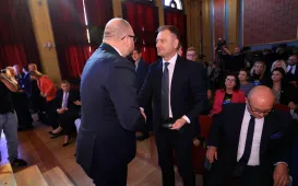 Prezydent Torunia Paweł Gulewski i minister Sławomir Nitras