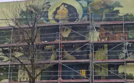 Mural "Piecza toruńska" - prace, 1.12.2024 r.