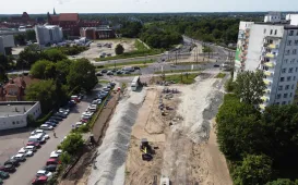 W Toruniu trwa budowa fragmentu Trasy Staromostowej w rejonie targowiska miejskiego.