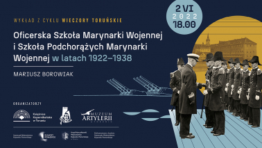 Plakat spotkania poświęconego Szkole Marynarki w Toruniu