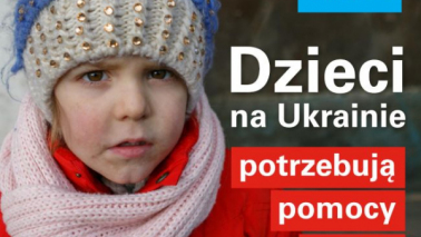 Plakat Unicefu o pomocy dla dzieci Ukrainy