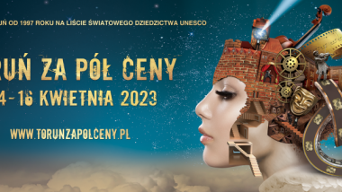 Plakat informujący o akcji Toruń za pół ceny edycja 2023