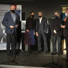 Na zdjęciu prezydent Torunia, tłumaczka, dr Matthias Harder, Marek Żydowicz i Krzysztof Stanisławski na scenie