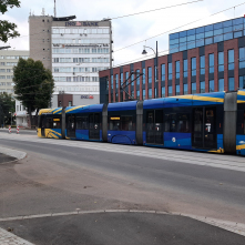 Przejazd techniczny tramwaju na północ Torunia, 11.07.2023 r.